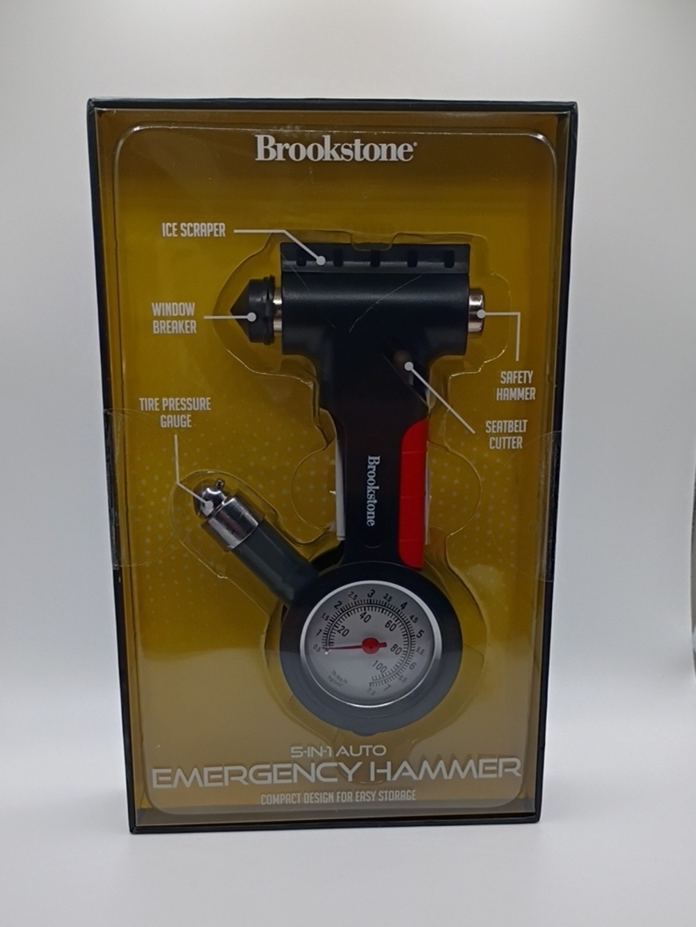 Brookstone Black and Red 5-in-1 Auto Emergency Hammer
